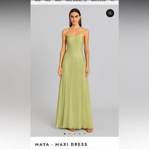 Strapless Pleated Maxi Dress in Sage Green